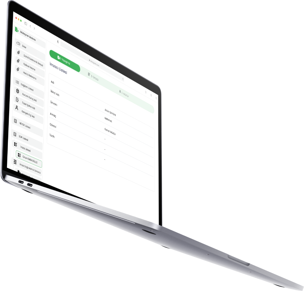 Aç Bak İmzala iş akışı yönetimi laptop ekranı