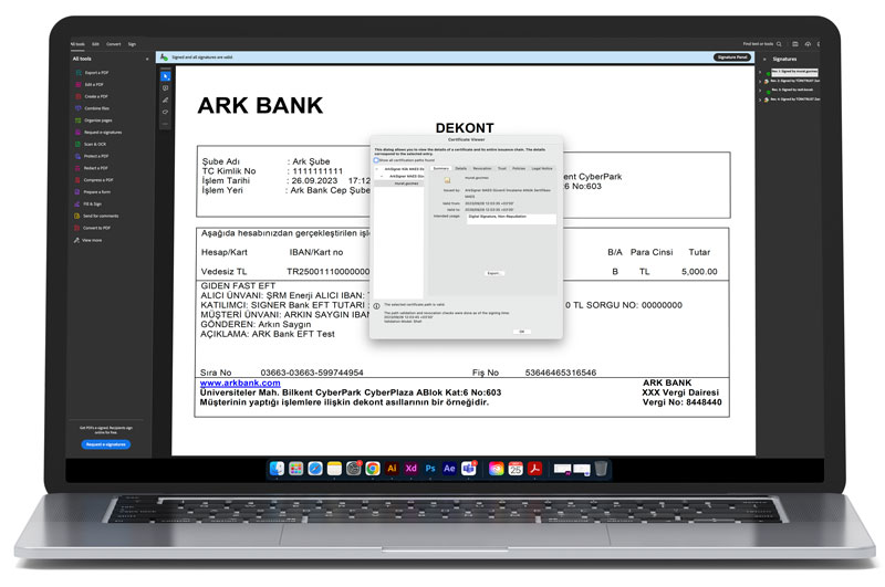 Mobil cihaz üzerinden elektronik imza ve imzalı PDF belge