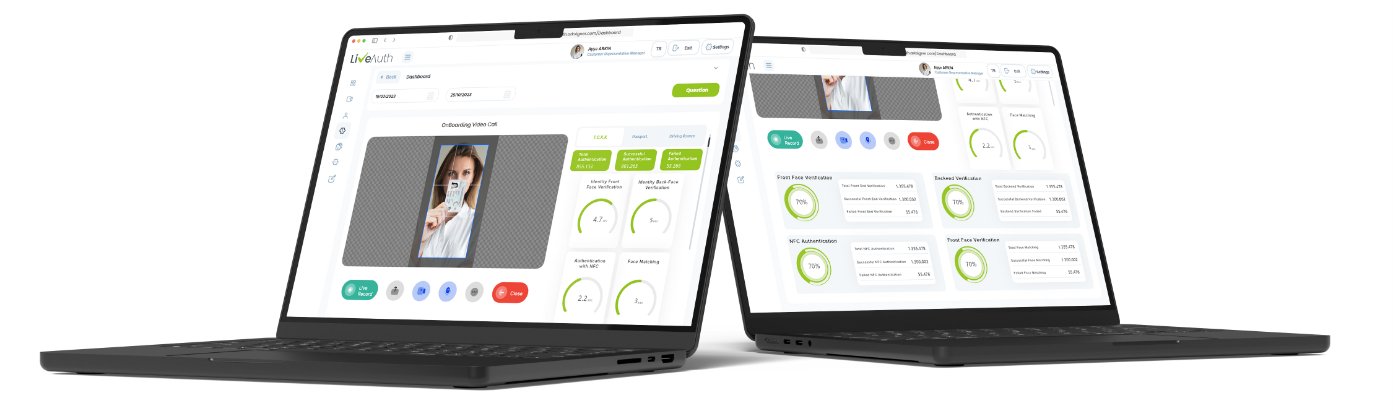 LiveAuth müşteri temsilcisi ve yönetim ekranları