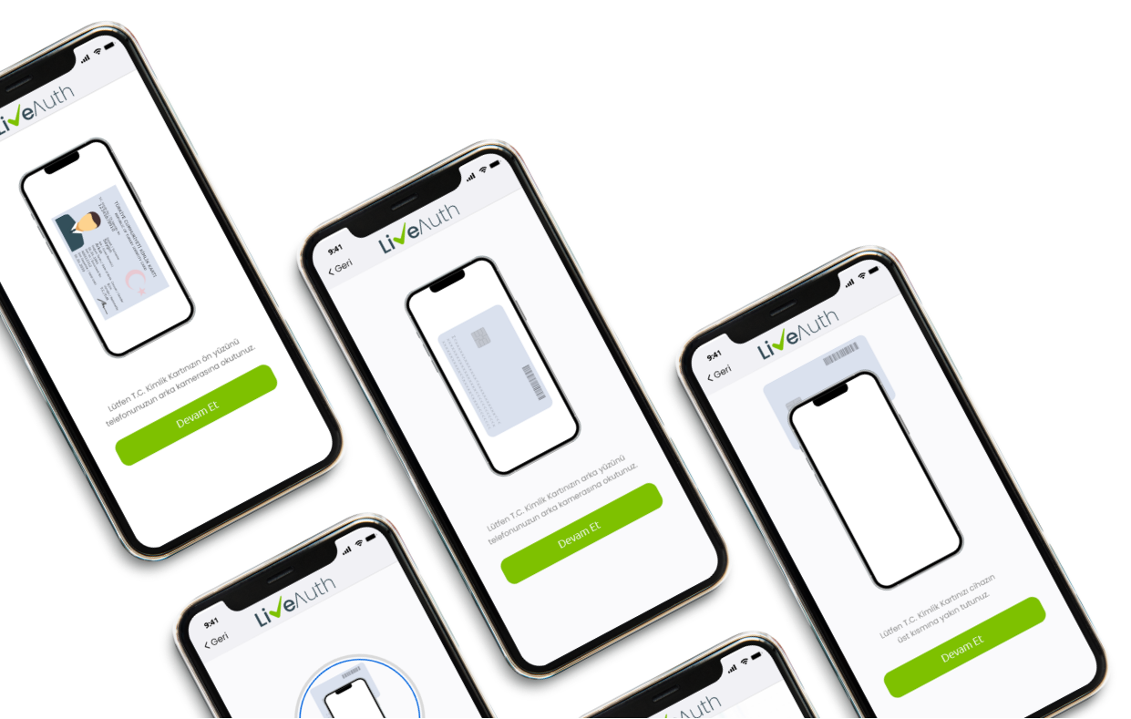 LiveAuth müşteri edinimi adımları mobil ekranları